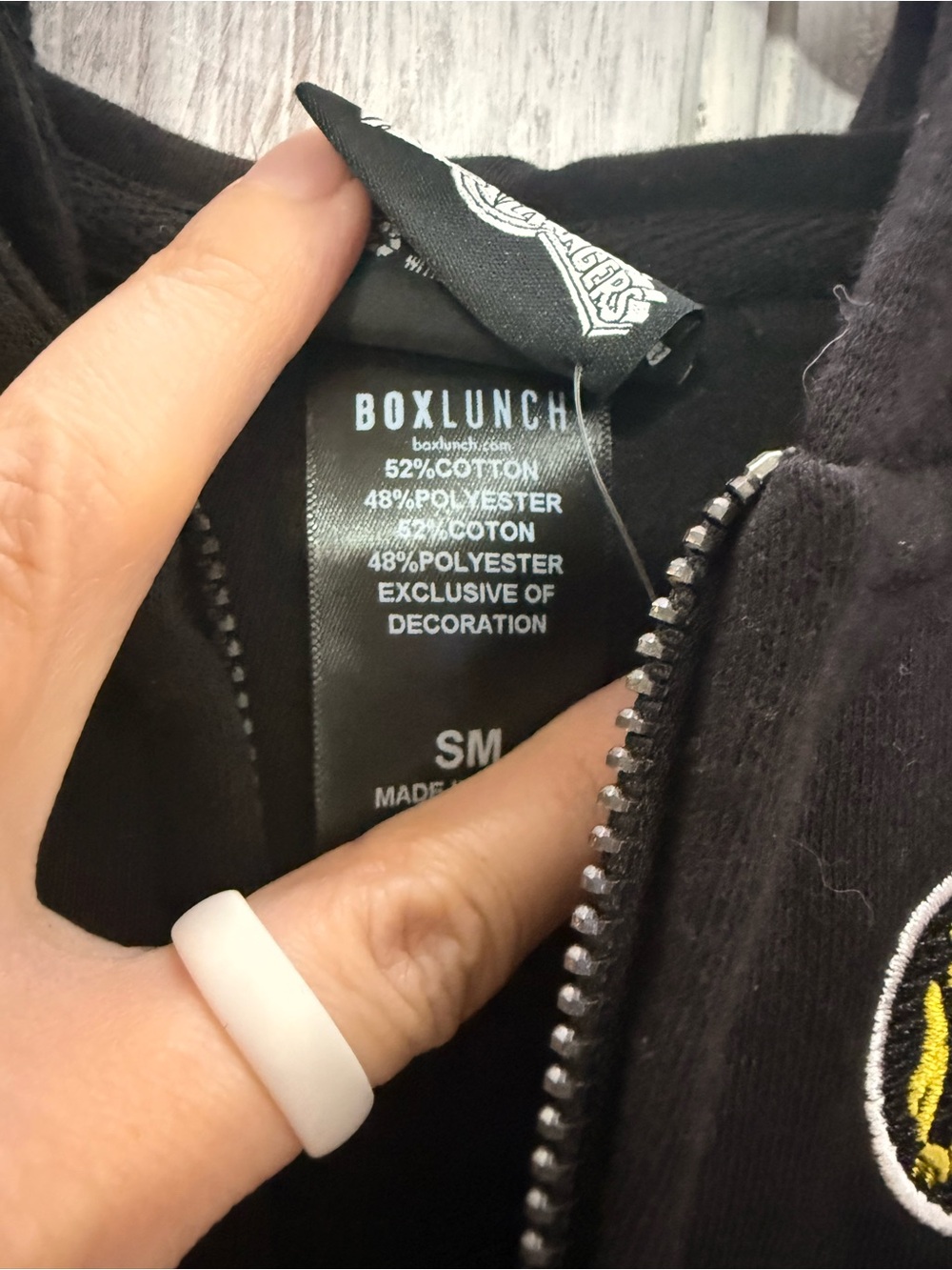 Power Ranger Black Zip-Up Hoodie with Multicolor Ranger Emblems - Picture 5 of 6